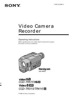 Sony CCD TR 315 E manual. Camera Instructions.